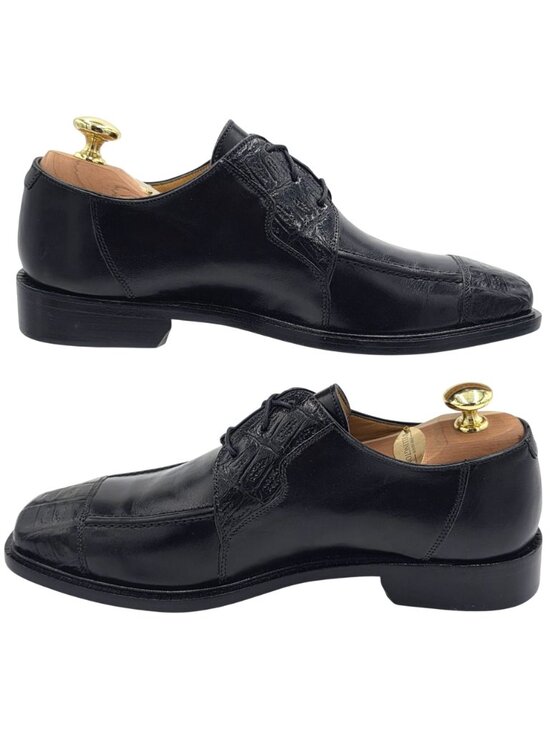 NEW Vintage Belvedere Black Exotic Crocodile Italy Dress Shoes 7.5M Square Toe main image 8